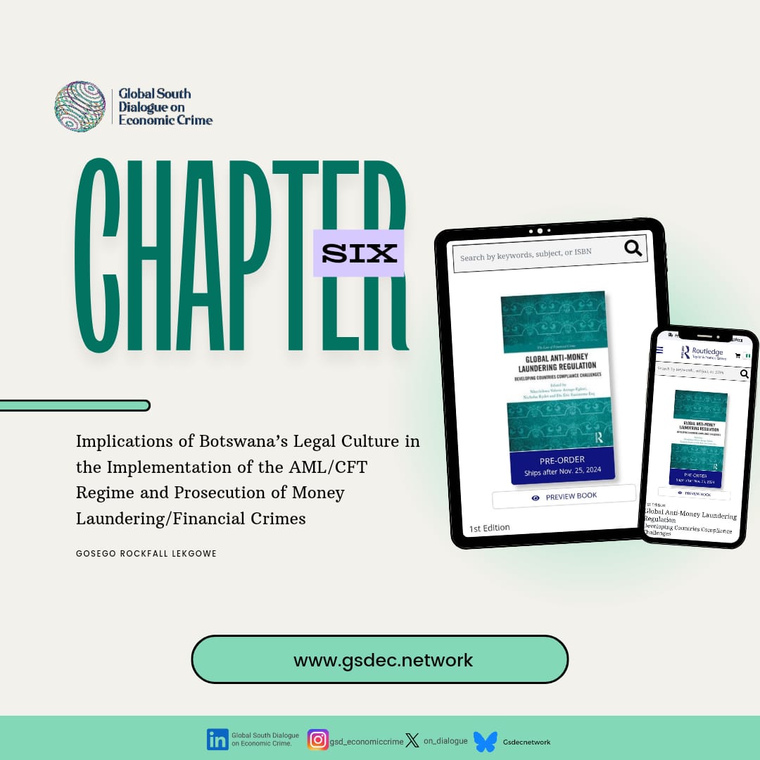 on_dialogue's tweet photo. Chapter 6: Implications of Botswana’s Legal Culture in the Implementation of the AML/CFT Regime and Prosecution of Money Laundering/Financial Crimes 
📖 Order your copy now: 
https://t.co/u2vISmSPrG
Save 20%. use code SMA24 (valid from 1 Oct- 31 Jan 2025)#Gsdec #AML #Compliance https://t.co/Gxc9hZZPwt