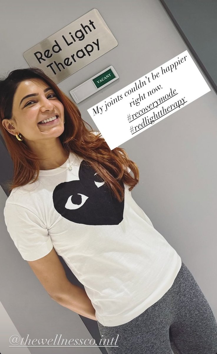 KnowUrStarSAM's tweet image. My joints couldn't be happier right now. #recoverymode #redlighttherapy
~ @Samanthaprabhu2 🤍✨
#Samantha #SamanthaRuthPrabhu