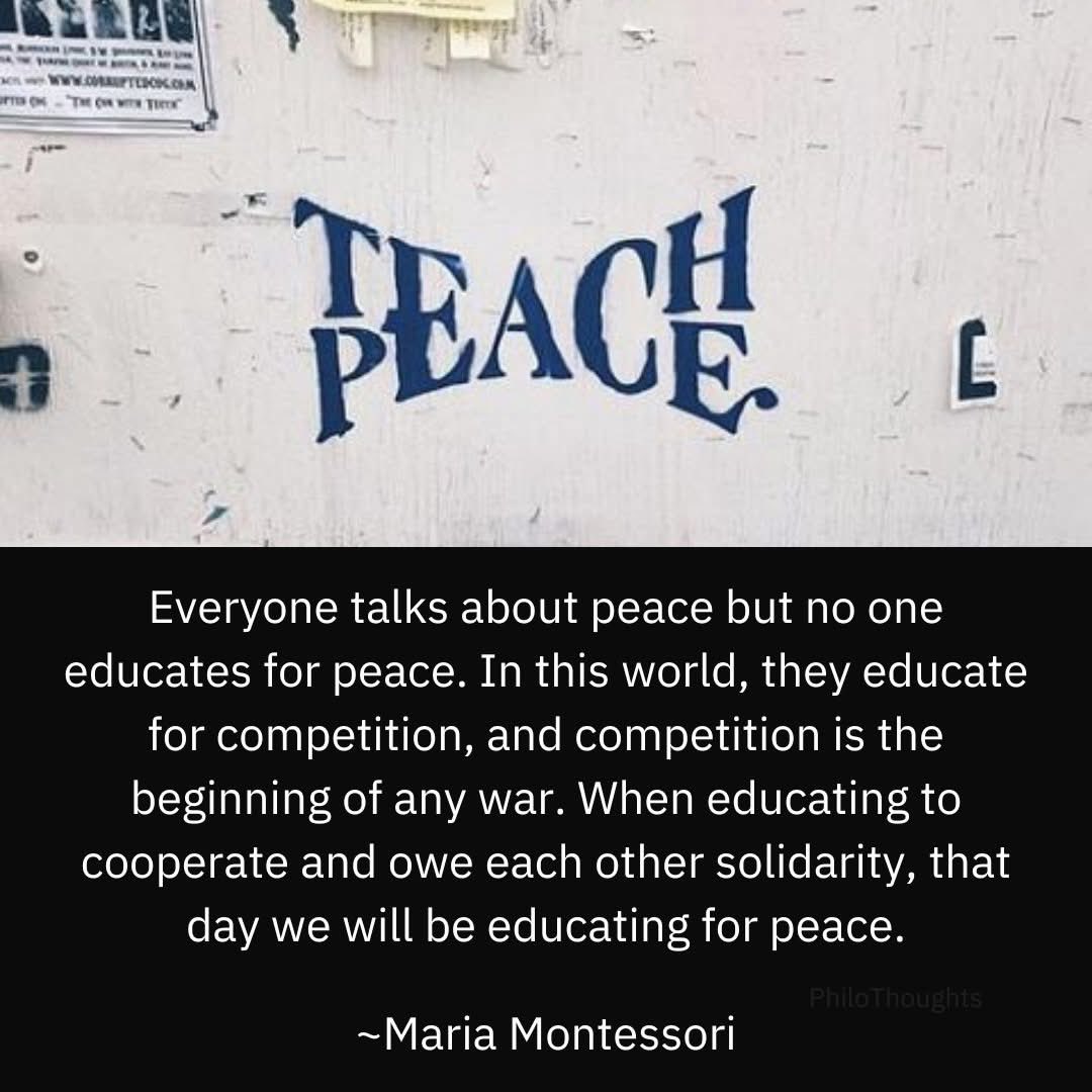 _philothoughts's tweet photo. Book: Peaceful Children, Peaceful World https://t.co/dfUzuORMgE [ad]

#MariaMontessori #PeaceEducation https://t.co/Pe4TMjeWMa