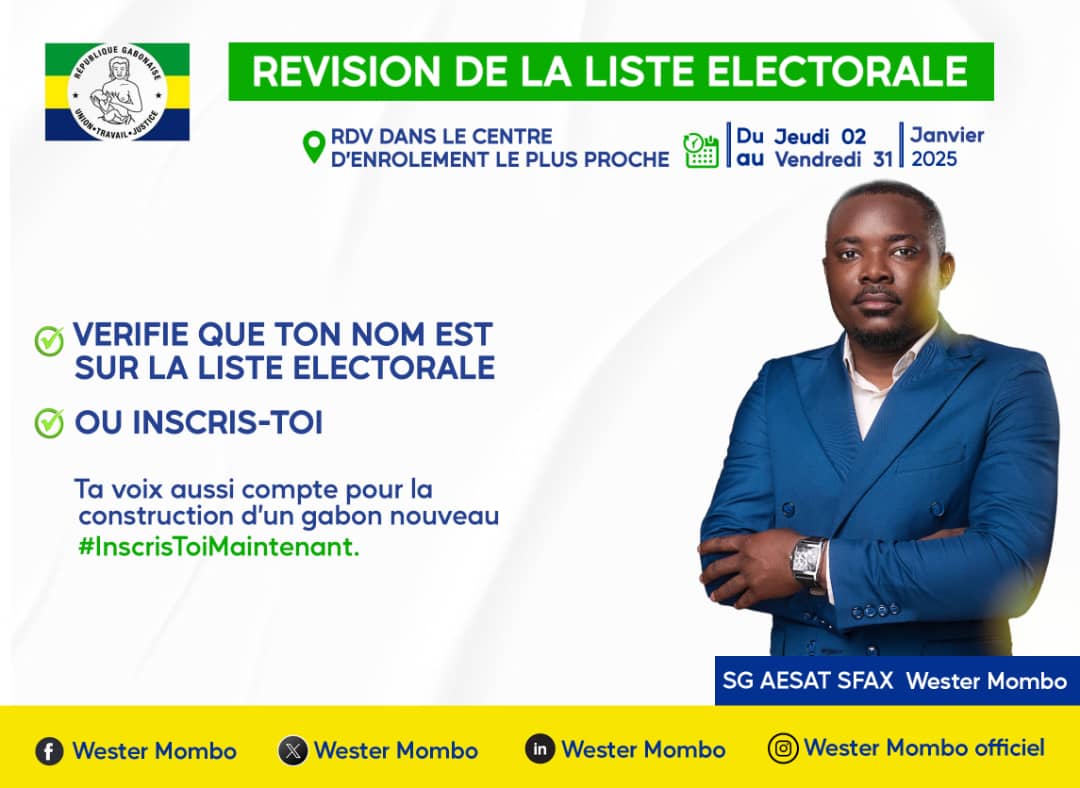 Ta voix compte pour la construction d'un Gabon nouveau.