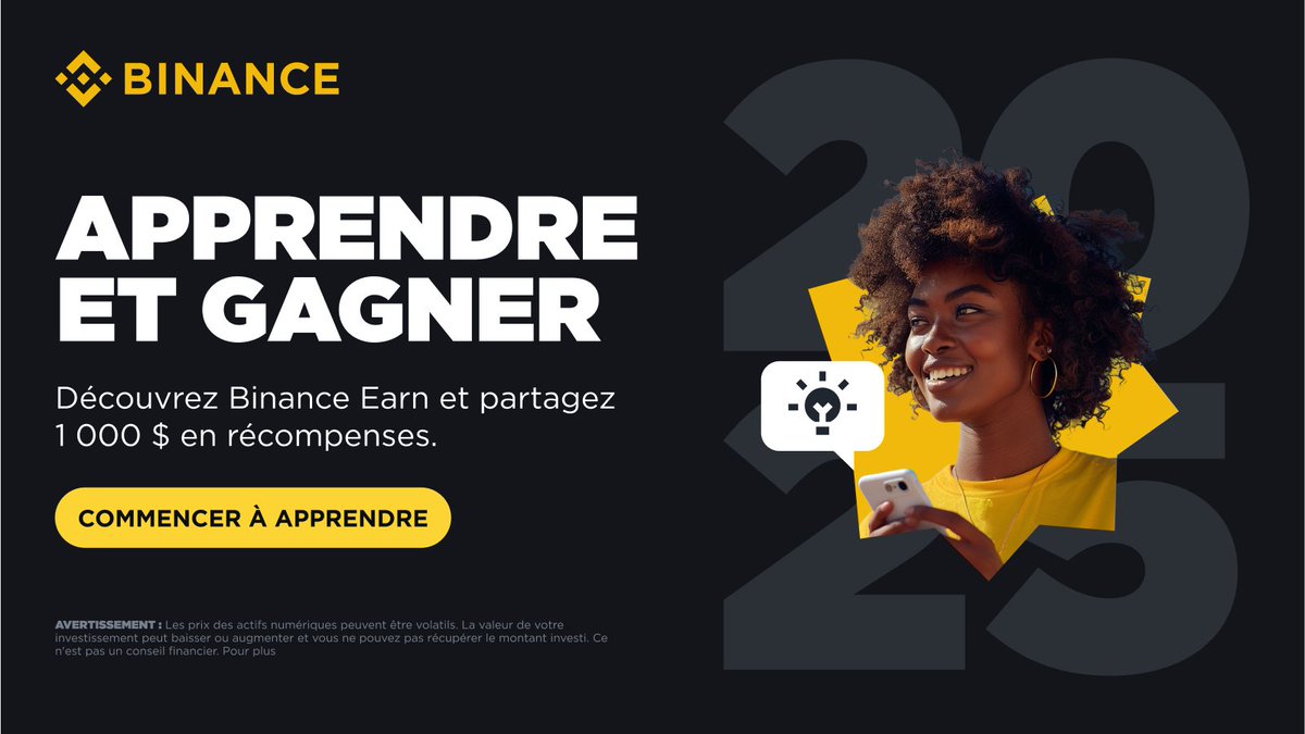 binanceafrique's tweet photo. Développez vos connaissances sur le Web3 en 2025 📚

Participez à la première session d'apprentissage #Binance Earn pour partager jusqu'à 1000 $ en récompenses USDC.

Pour participer :
🔸Retweetez ce post
🔸Suivez @binanceafrique 
🔸Retweetez chaque post #BinanceEarn2025 partagé quotidiennement
🔸Participez au quiz final le 20 janvier.