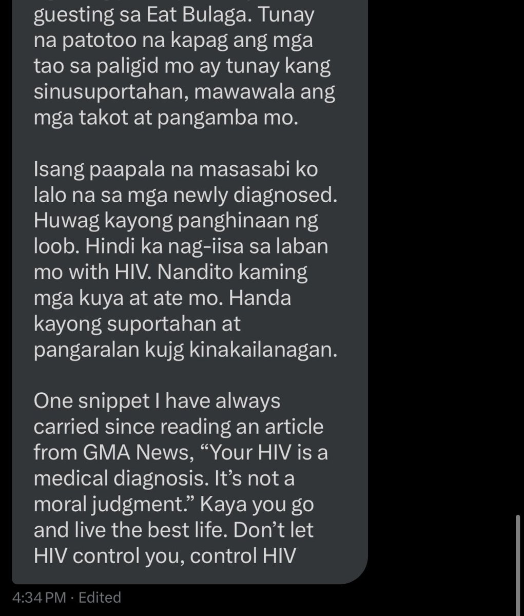 PLHIVconfession's tweet photo. PLHIV Confession # 2:

16 Years Today

I am writing this today, on my 16th Anniversary of being a Person Living with HIV. My name is Eros de Vera and this is my story.

It was year 2009 of January 13 when I was confirmed I have HIV. https://t.co/HnDn8vdYA5