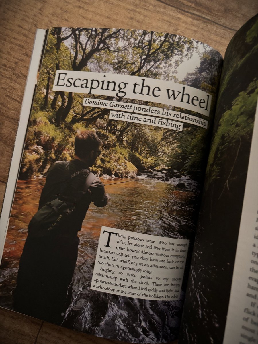 fallonsangler's tweet image. 'Overladen with kit and expectations, the wheel returns and our very leisure resembles work.
In our desperation to become more, we are endlessly reduced to less.'
Dominic Garnett ponders his relationship with time and fishing.
Issue 36 - subscribe here - fallonsangler.net/shop/