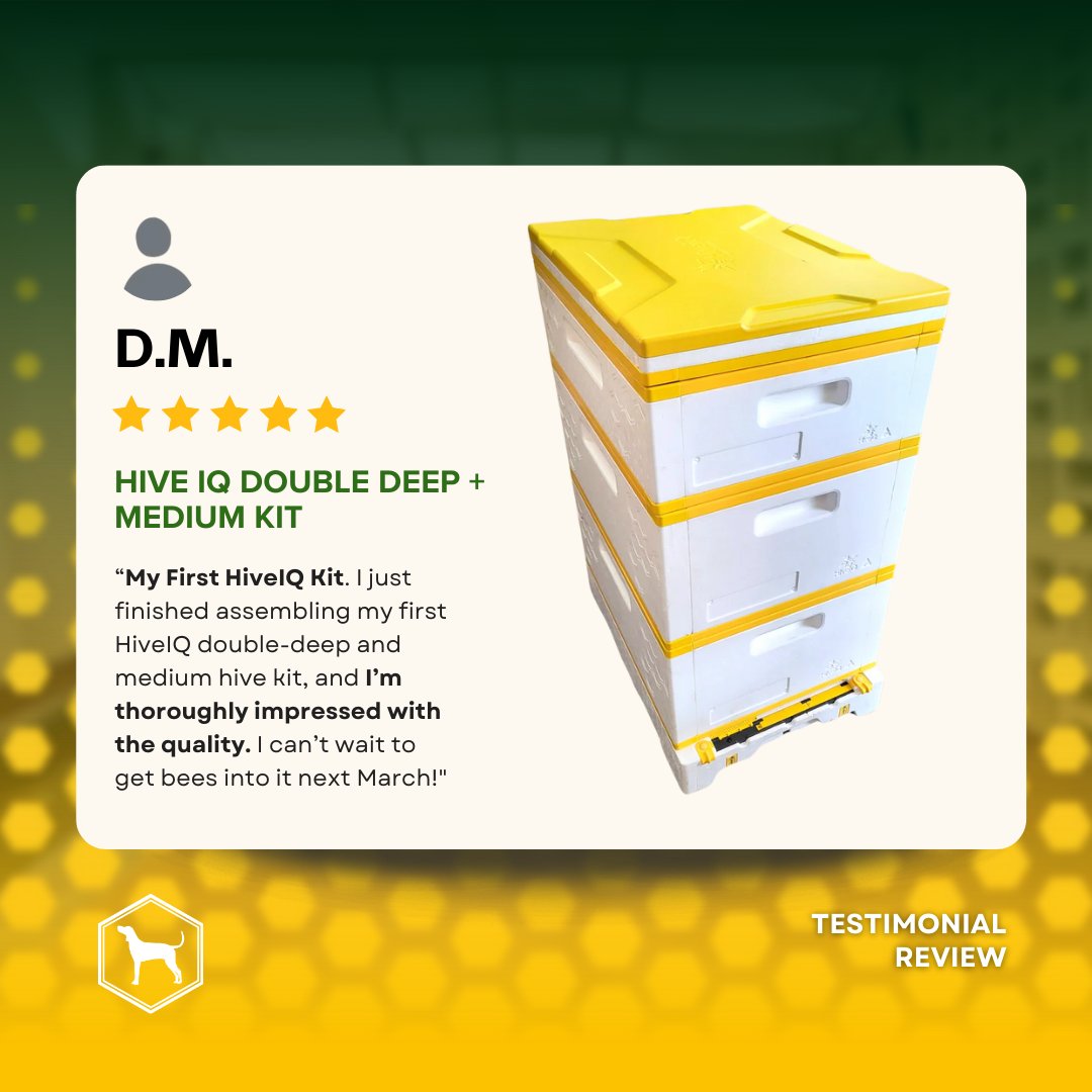 FoxhoundBeeCo's tweet image. Thank you, D.M., for your feedback! We're thrilled you love the quality of the HiveIQ Double Deep + Medium Kit. Can’t wait to hear about your journey next March! 🐝
Check it out here: bit.ly/4gPUlYv
#FoxhoundBeeCo #BeeCustomerReview #BeeKeepingEssentials #BeekeepingTools