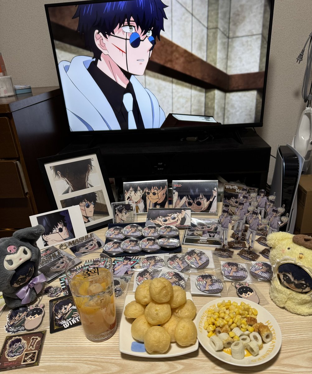 hanami_0401's tweet photo. 時間無さすぎて雑ですが！！

誕生日おめでとうワース🎉🎂🎉しっかりちくわとコーンもお祝いの場に用意したよ🥰🥰フルーツポンチ雑くてごめんね😉😉アニオリで3期登場するの待ってます！！！改めておめでとう！！㊗️🎉
#ワース・マドル生誕祭2025 https://t.co/xCWfLxATGd