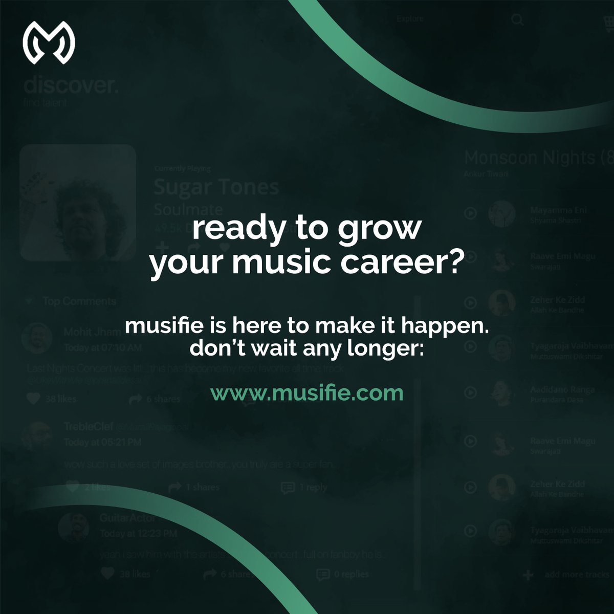 musifie is all about giving you the space to create, connect, and share your work without the hassle. From managing your music to reaching your fans, everything flows effortlessly.

This could be the game-changer you’ve been waiting for.

Let’s make your next move a smart one.