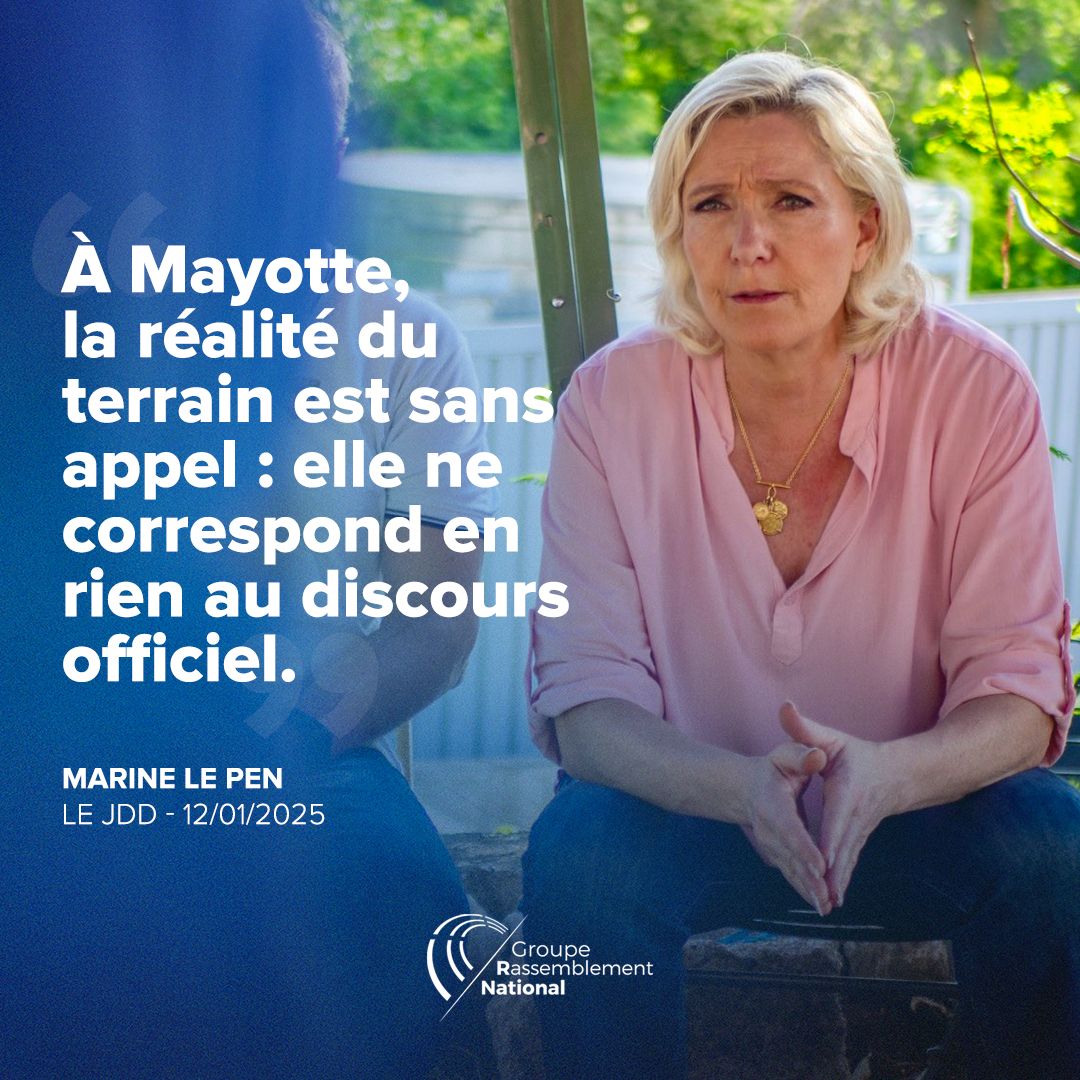 groupeRN_off's tweet photo. Après le cyclone Chido qui a dévasté l'île, les solutions proposées par le Gouvernement ne suffisent pas. Pour #Mayotte, il faut un projet global et ambitieux : nous l'avons !

✍🏻 Retrouvez l'entretien de @MLP_officiel dans le JDD : https://t.co/XprmWeH6I7 https://t.co/AQWzzaaORK