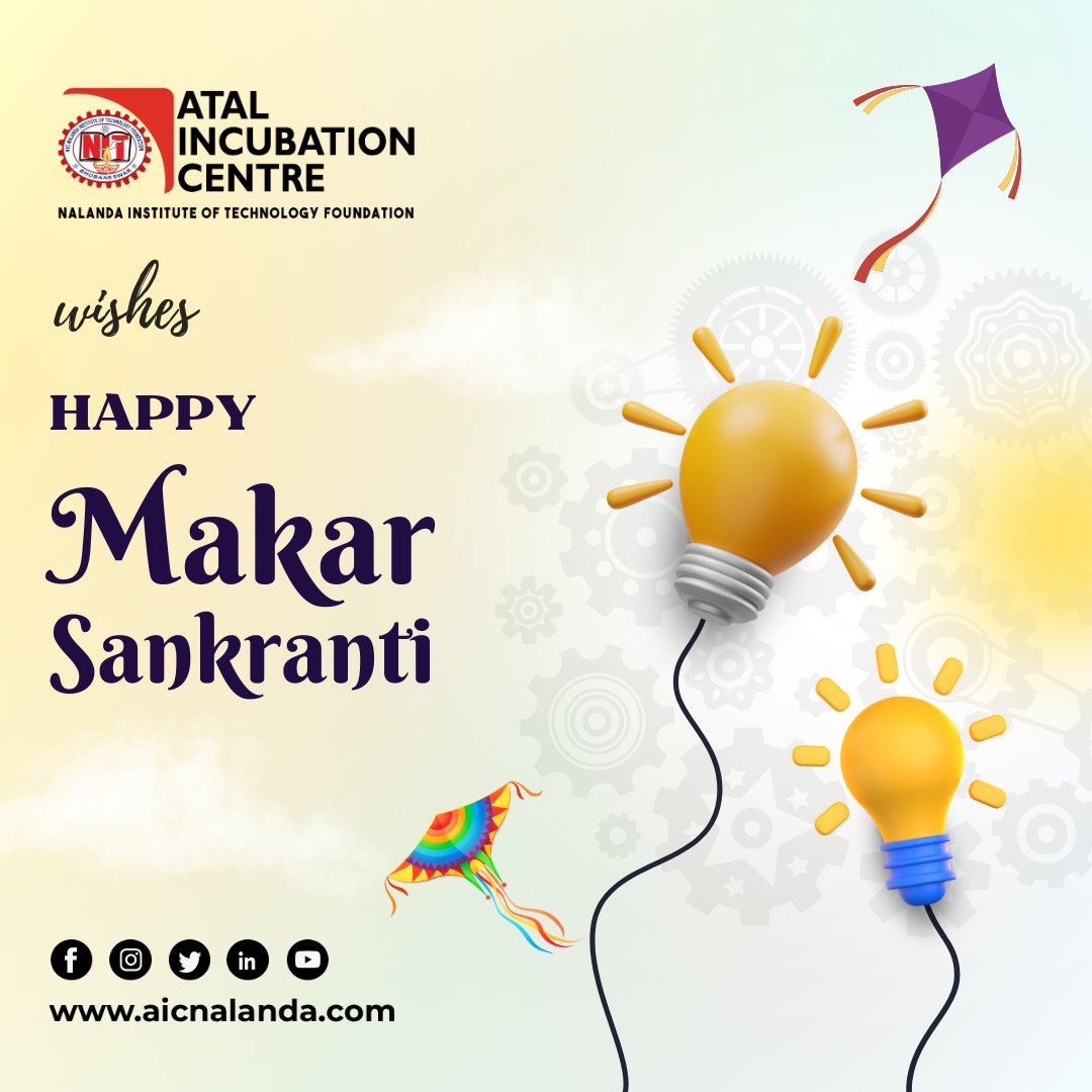 AtalNit's tweet image. Let the kites of your aspirations soar high on the winds of innovation and success. 🌞🪁 @AtalNit wishes you a very Happy Makar Sankranti!

#aicnalanda #makarsankranti #makarsankranti2025