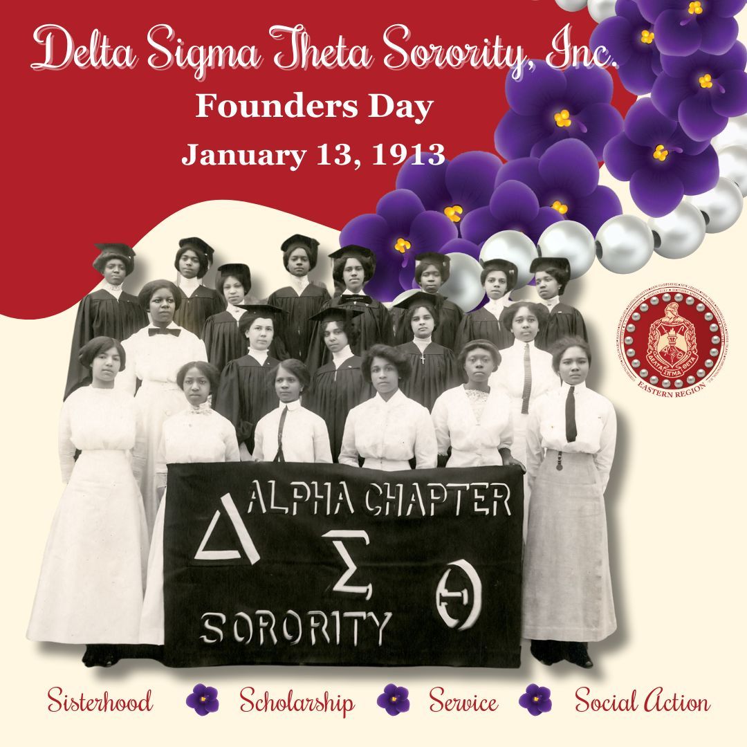 easternregdst's tweet photo. The Eastern Region of Delta Sigma Theta Sorority, Inc. celebrates 112 years of Sisterhood, Scholarship, Service, and Social Action! Happy Founders Day!
#DeltaSigmaTheta #FoundersDay #EasternRegionDST #112YearsOfService https://t.co/mzCGmWJFI0