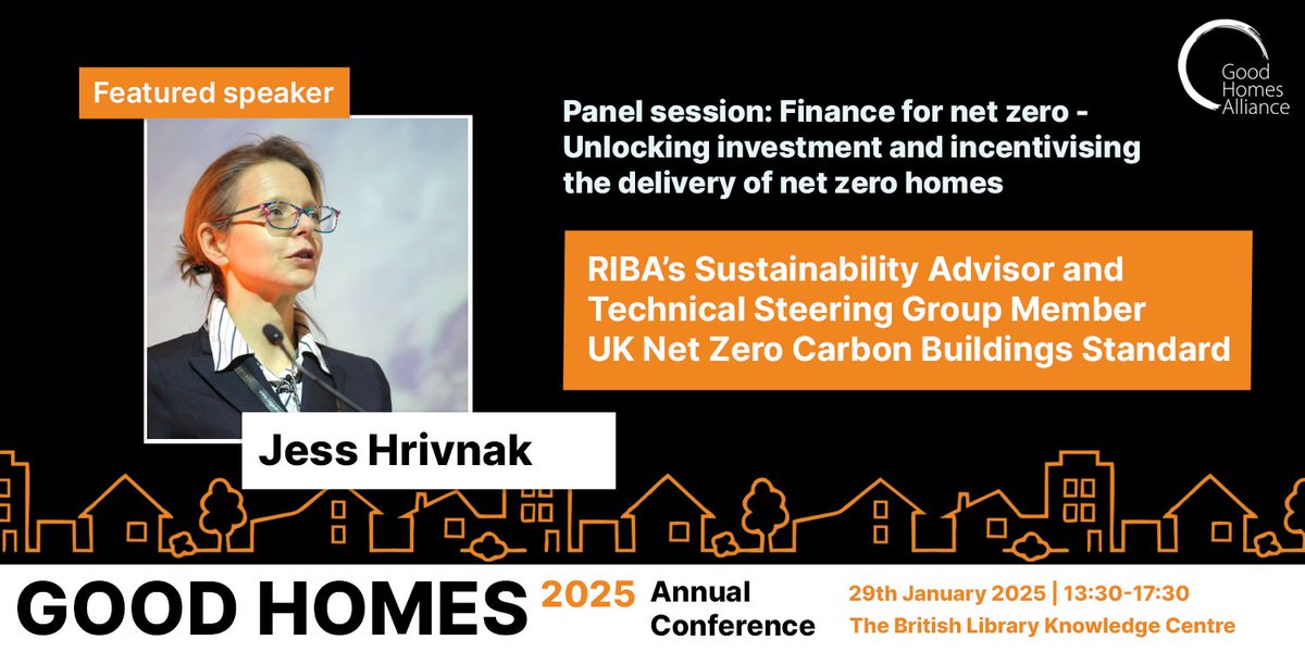 Good Homes Alliance (@good_homes) on Twitter photo We are delighted to be joined by <a href="/RIBA/">Royal Institute of British Architects</a> Sustainability Advisor <a href="/JessHrivnak/">JessHrivnak</a> for a panel session on "Finance for net zero - Unlocking investment and incentivising the delivery of net zero homes" at our conference on 29/01 in London - goodhomes.org.uk/good-homes-2025. We are delighted to be joined by <a href="/RIBA/">Royal Institute of British Architects</a> Sustainability Advisor <a href="/JessHrivnak/">JessHrivnak</a> for a panel session on "Finance for net zero - Unlocking investment and incentivising the delivery of net zero homes" at our conference on 29/01 in London - goodhomes.org.uk/good-homes-2025.