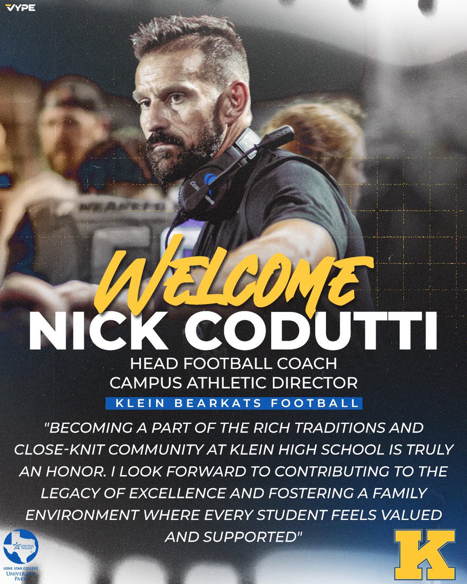 We would like to welcome Nick Codutti to the Bearkat family! 👏🏼🏈 
Excited to have you Coach!
