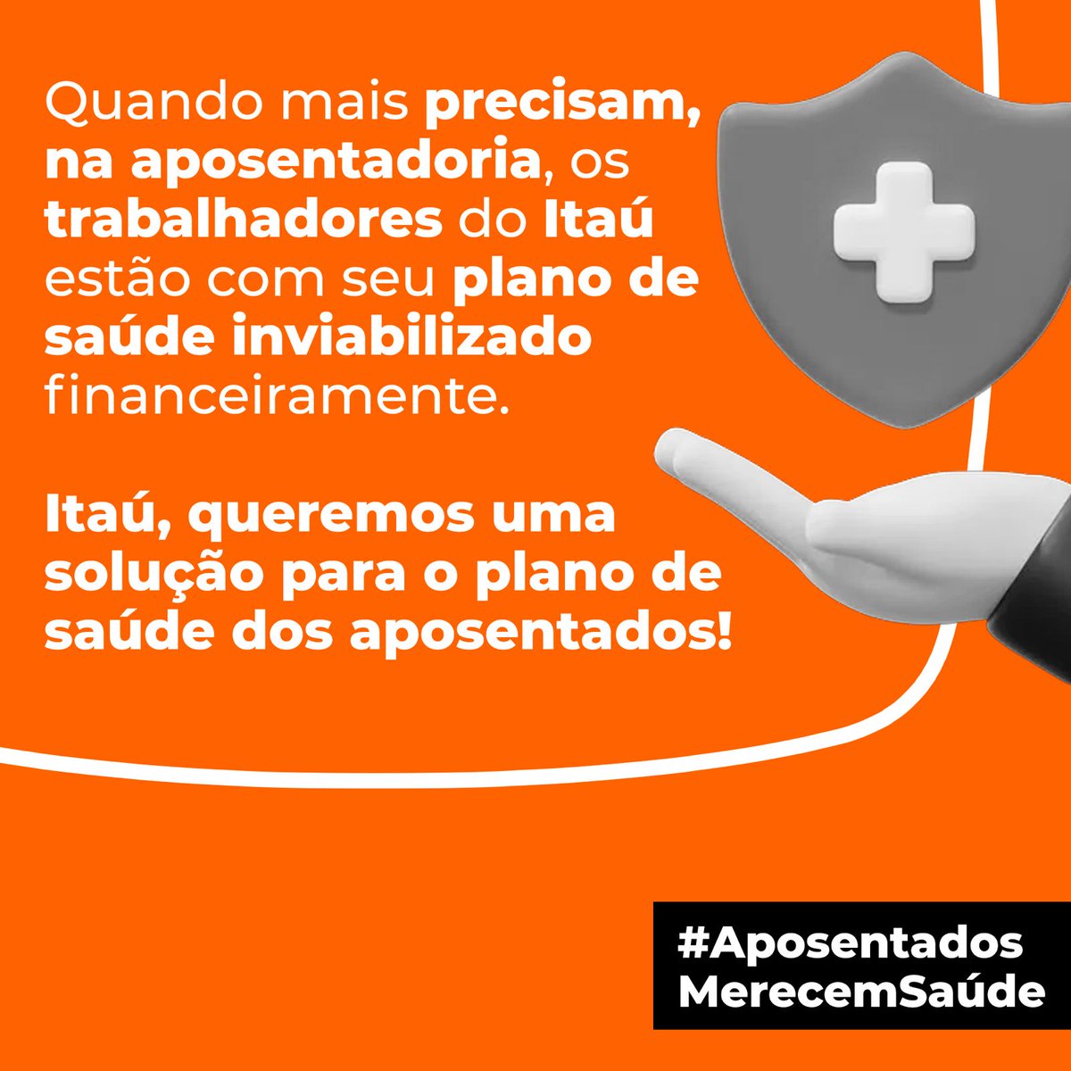 A aposentadoria é o momento em que os trabalhadores mais precisam do plano de saúde. #AposentadosMerecemSaúde