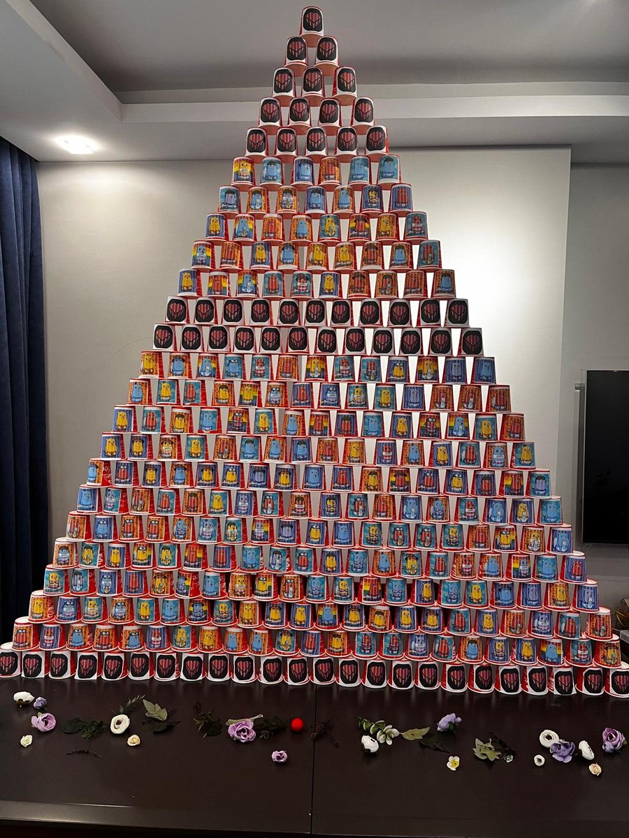 cosmos637's tweet image. It took me two days to build a tower out of cups because my daughter (she’s 3) &quot;helped&quot; me.
#PawBalance 
@0xBeraPaw