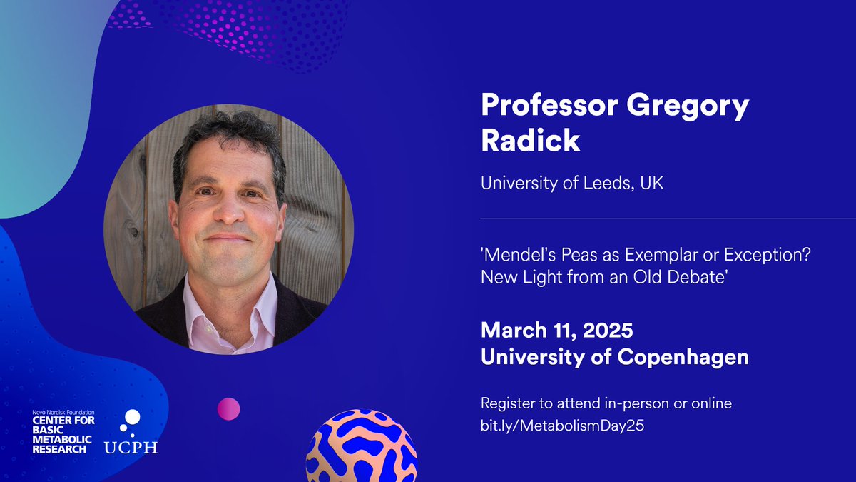 NNF Center for Basic Metabolic Research (CBMR) (@metabolcenter) on Twitter photo 📢 Metabolism Day 2025 speaker announcement!
📷 Professor <a href="/gjradick/">Gregory Radick</a> - <a href="/UniversityLeeds/">University of Leeds</a>
🎟️Register now to attend in person at <a href="/UCPH_Health/">UCPH Healthscience</a> or to watch online!
cbmr.ku.dk/events/metabol…… 📢 Metabolism Day 2025 speaker announcement!
📷 Professor <a href="/gjradick/">Gregory Radick</a> - <a href="/UniversityLeeds/">University of Leeds</a>
🎟️Register now to attend in person at <a href="/UCPH_Health/">UCPH Healthscience</a> or to watch online!
cbmr.ku.dk/events/metabol……