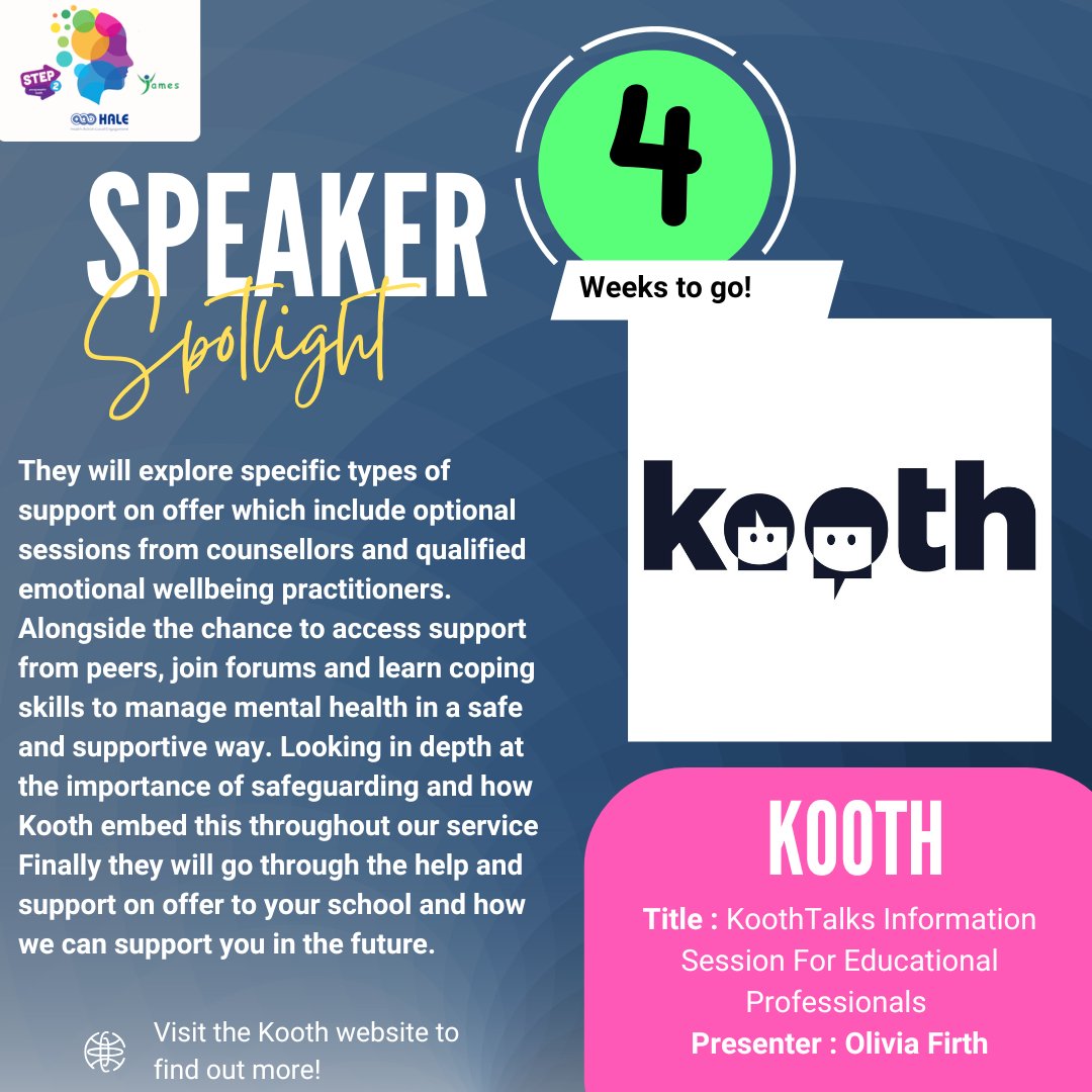 With 4 weeks to go until our Empowering Young People Together Conference we would like to share our first speakers for the event! 

Assia Hussain - Safety of Women and Girls Lead Bradford
Dan Evans - Young People’s Social Prescribing Team, HALE
Olivia Firth - Kooth

#EYPT2025