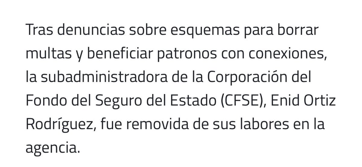 LeninPR's tweet photo. AHORA: La designada a dirigir el Fondo del Seguro del Estado Enid Ortiz ya había enfrentado problemas en el 2020 en esa corporación pública. https://t.co/JyR1QWtmkV
