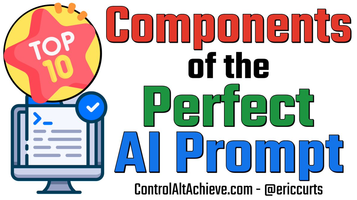 ericcurts's tweet photo. The Ultimate AI Prompting Guide for Educators https://t.co/OnJ04VXaKY

🏆 Top 10 components of the perfect AI prompt
📋 Details, reasons &amp; examples for each
➕ Plus additional prompt engineering tips, techniques &amp; resources

#edtech #AI #AIEDU https://t.co/VLFe7AXg3W