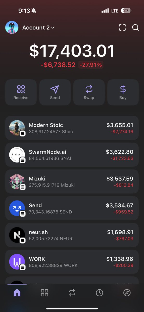 Loaded another wallet for this generational dip. Reversal incoming. 

$stoic $snai $mizuki $send $neur