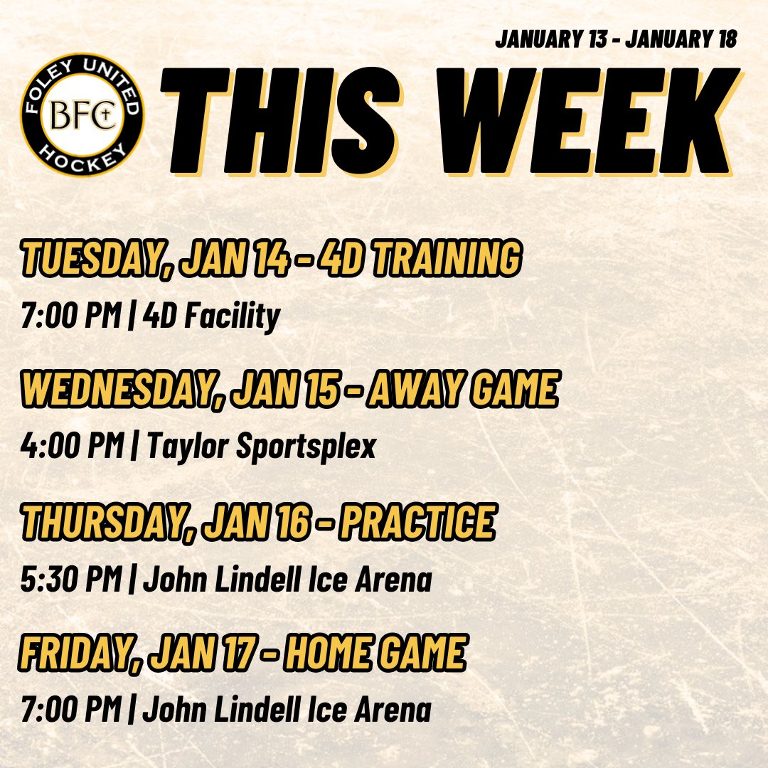 BFC_Hockey's tweet photo. Coming off a split in Grand Rapids, we head into another week with 2 games on the docket. 

#FoleyUnited 🏒 https://t.co/aTdgx3uKV5