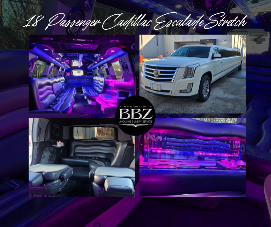 Luxury redefined: The 18 Passenger Cadillac Escalade Stretch Limo is your go-to for a bold statement—another great addition for the New Year. ✨ Call to schedule a time to view the newest addition to our fleet at our garage!
#BBZExperience #RideInStyle