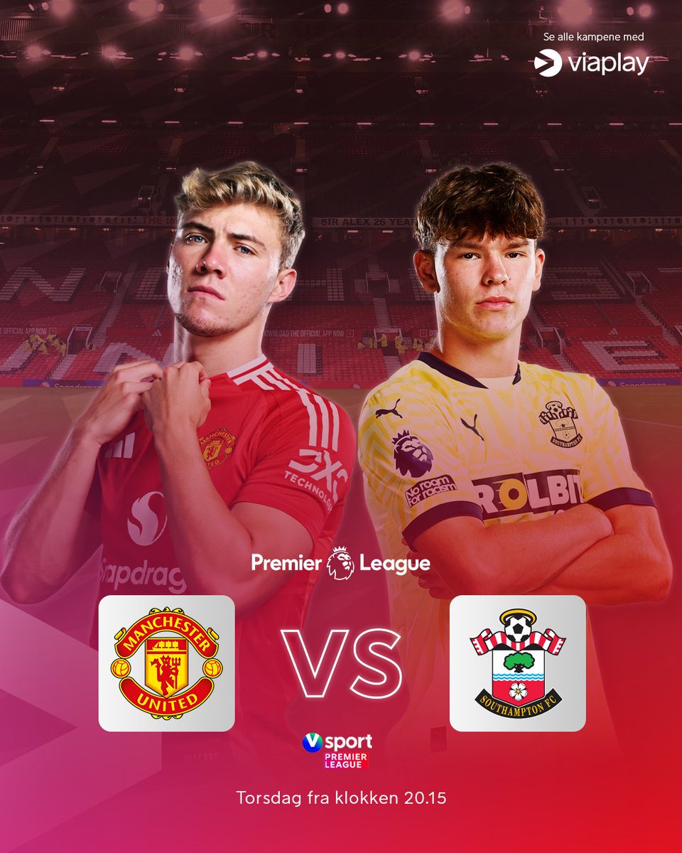 Viaplay Fotball (@viaplayfotball) on Twitter photo 🏆: Premier League
🆚: Manchester United–Southampton
🗣️: <a href="/ToldnesG/">Gunnhild Toldnes</a>, <a href="/KasperWikestad/">Kasper Wikestad</a> og <a href="/PetterVeland/">Petter Veland</a>
🎙️: <a href="/AndreasToft/">Andreas Toft</a> & <a href="/Tjaernas/">Lars Tjærnås</a>
🎤: <a href="/ViaplayJonas/">Jonas Bergh-Johnsen</a>
🕕: Fra klokken 20.15
📺: Viaplay & V sport PL 🏆: Premier League
🆚: Manchester United–Southampton
🗣️: <a href="/ToldnesG/">Gunnhild Toldnes</a>, <a href="/KasperWikestad/">Kasper Wikestad</a> og <a href="/PetterVeland/">Petter Veland</a>
🎙️: <a href="/AndreasToft/">Andreas Toft</a> & <a href="/Tjaernas/">Lars Tjærnås</a>
🎤: <a href="/ViaplayJonas/">Jonas Bergh-Johnsen</a>
🕕: Fra klokken 20.15
📺: Viaplay & V sport PL