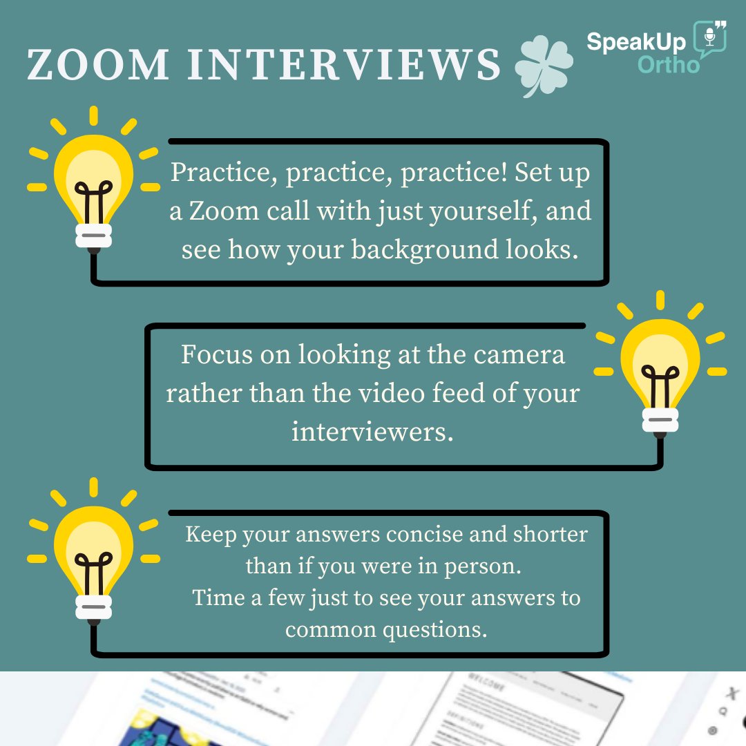 Good luck and congratulations to everyone this interview season! 🎉✨ 

SpeakUpOrtho is here to support you—check out these tips from our board to help you stand out. 💼💪
#SpeakUpOrtho
