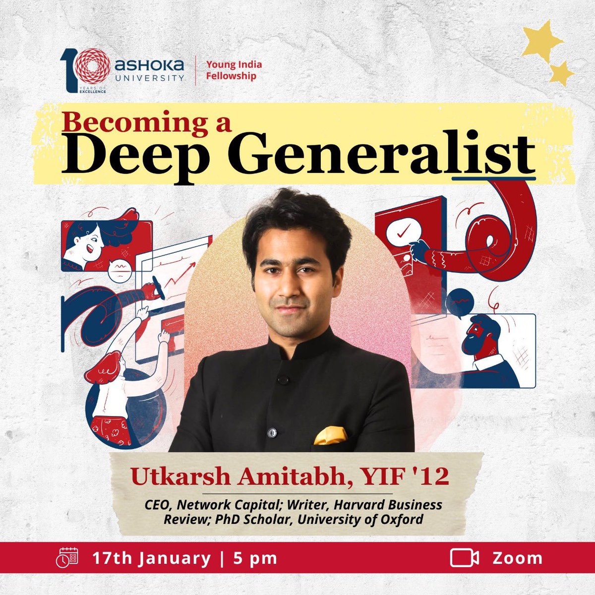 Utkarsh Amitabh (@utkarsh_amitabh) on Twitter photo Look forward to speaking about becoming a deep generalist at <a href="/yifp/">YoungIndiaFellowship</a> at <a href="/AshokaUniv/">Ashoka University</a>
17th Jan, 5PM IST
✅Register lnkd.in/gwMacwJn
Also, YIF Round 2 applications are open lnkd.in/gTb6qqfk
💡All Fellows will receive scholarships and there is no age limit to apply Look forward to speaking about becoming a deep generalist at <a href="/yifp/">YoungIndiaFellowship</a> at <a href="/AshokaUniv/">Ashoka University</a>
17th Jan, 5PM IST
✅Register lnkd.in/gwMacwJn
Also, YIF Round 2 applications are open lnkd.in/gTb6qqfk
💡All Fellows will receive scholarships and there is no age limit to apply
