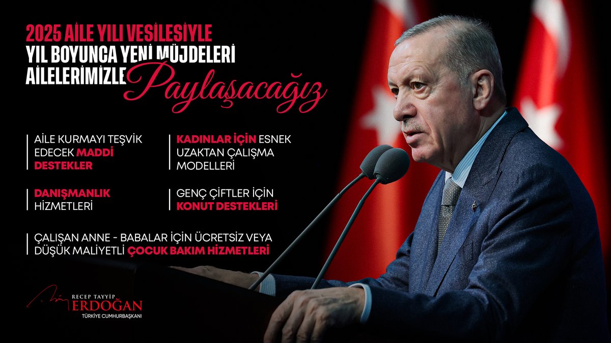 #AileYılı vesilesiyle aile kurmayı teşvik edecek maddi destekler, danışmanlık hizmetleri ve genç çiftler için konut destekleri gibi uygulamaları devreye alacağız.

Esnek, uzaktan çalışma modelleriyle kadınların ev ve iş hayatlarını rahatlatacak yeni imkânları hayata geçireceğiz.