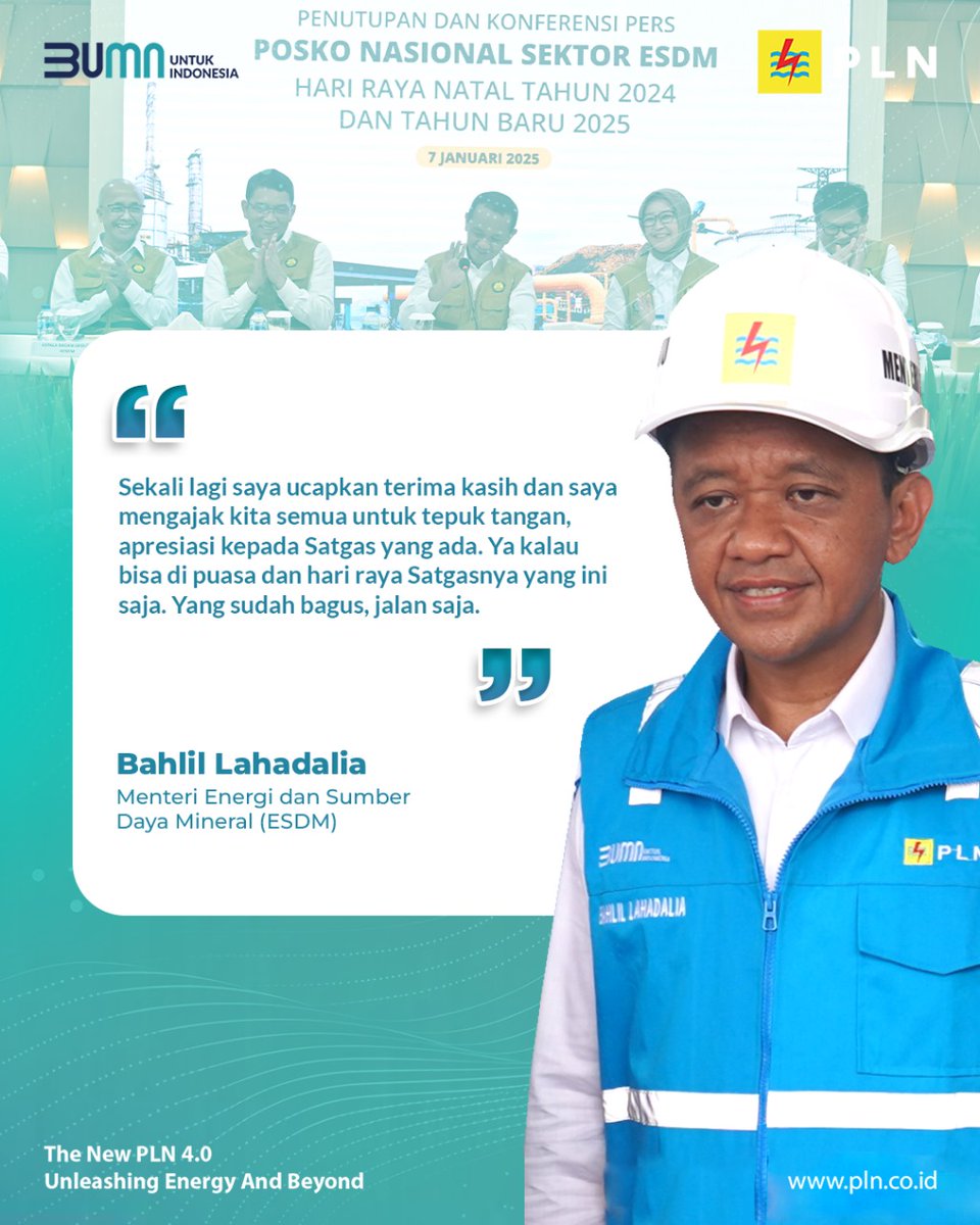 Sopian_xone's tweet photo. PLN bersama Kementerian ESDM jaga stabilitas energi nasional saat momen penting
#PLNuntukIndonesia https://t.co/1wY1JSQ5DY
