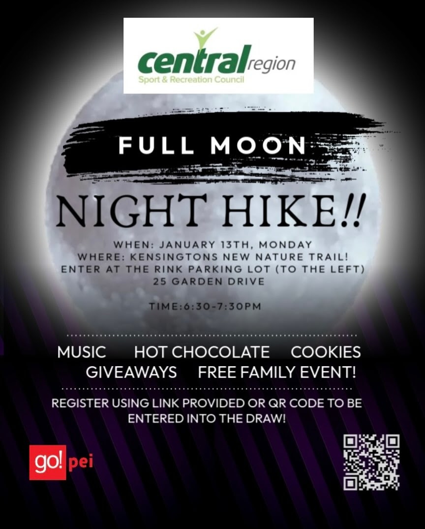 Welcome the first full moon of 2025 on the trails! Enjoy music, hot chocolate, cookies, and more at tonight's FREE family event. 🌕

🗓️ Monday, January 13th
📍 Kensington's New Nature Trail
⏰ 6:30 pm - 7:30 pm

Register: forms.gle/FSUCzUVvjFxZHW…