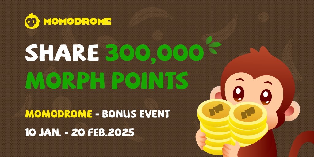 momodrome_io's tweet photo. (1/5)🧵300,000 Morph Points and 5% of the initial veMOMO supply up for grabs! Now is the time to join🙈

Momodrome, the exclusive #ve33 DEX in the #Morph ecosystem, is rewarding:
1️⃣Liquidity Providers
2️⃣Traders
3️⃣Community Members

Currently, we’re launching a standard version DEX, laying the foundation for the future of decentralized finance. 🙉Join us and be part of the evolution👇

#Momodrome #DeFi #meme