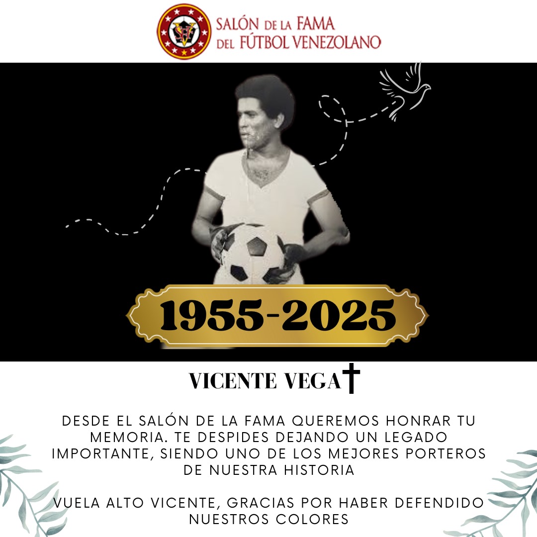 El Fútbol Venezolano despide hoy a Vicente Vega, quien en vida fue un destacado guardameta de varios equipos de nuestra liga así como de la Selección Nacional. Paz a su alma.