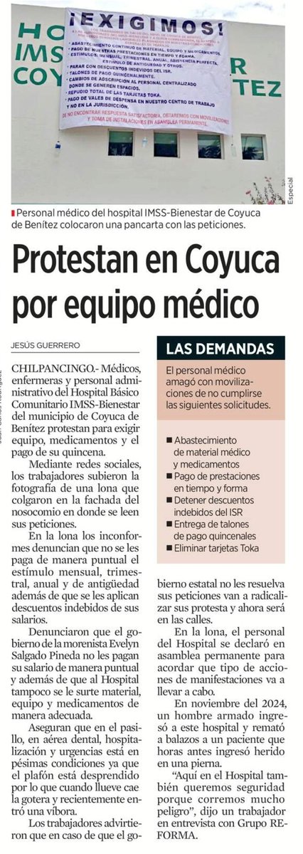 Melissa_Bely's tweet photo. Oigan'..

¿ No saben si en Dinamarca se meten víboras a los hospitales ?

Porque eso pasó en el IMSS Bienestar de Coyuca de Benítez, Guerrero.

No hay medicamentos..
No les pagan..

Pero lo importante es que a los médicos cubanos si se les paga a tiempo y en dólares.. https://t.co/ZLSADK5rxW