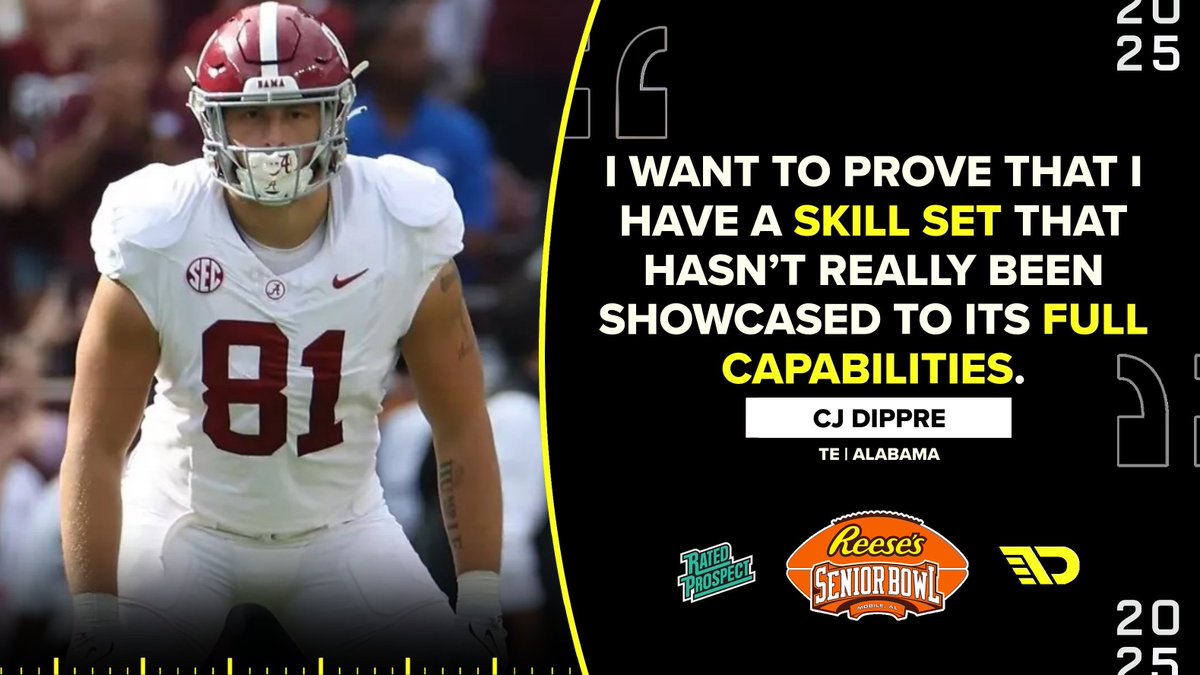 The Draft Network (@thedraftnetwork) on Twitter photo "I want to prove that I am athletic and versatile."
<a href="/JustinM_NFL/">Justin M</a> chatted with <a href="/CjDippre/">CJ Dippre</a> about his versatility as a pass-catcher and run-blocker, how heβd write his own scouting report, what the <a href="/SeniorBowl/">Panini Senior Bowl</a> means to him, and much more.
#NFLDraft
READ: thedraftnetwork.com/2025/01/12/cj-β¦ "I want to prove that I am athletic and versatile."
<a href="/JustinM_NFL/">Justin M</a> chatted with <a href="/CjDippre/">CJ Dippre</a> about his versatility as a pass-catcher and run-blocker, how heβd write his own scouting report, what the <a href="/SeniorBowl/">Panini Senior Bowl</a> means to him, and much more.
#NFLDraft
READ: thedraftnetwork.com/2025/01/12/cj-β¦