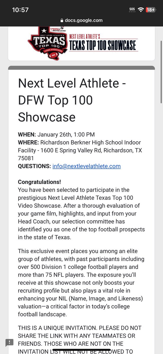 Thank you for the invite, can’t wait!!

<a href="/NextLevelD1/">Next Level Athlete</a>