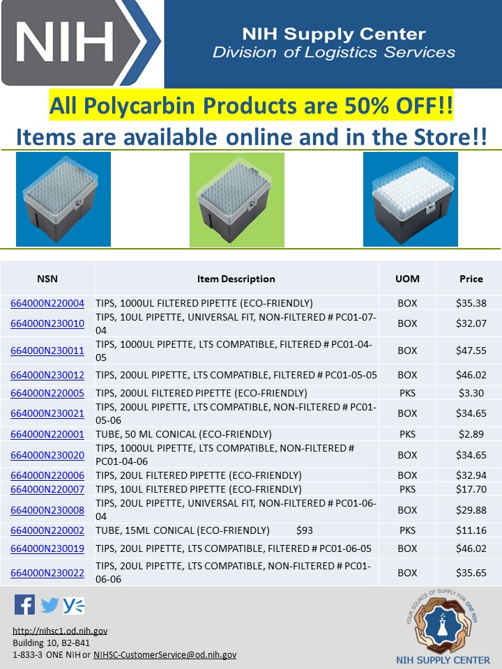 NIHSupplyCenter's tweet photo. Polycarbin products are 50% off! https://t.co/qof4AHg8y1