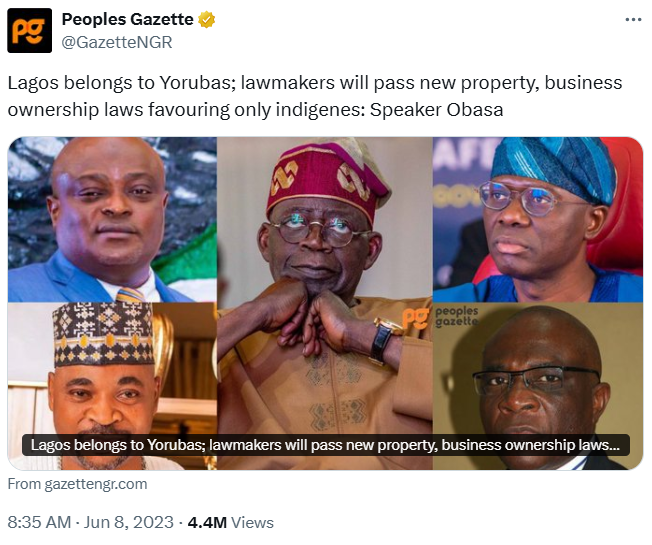 The one thing that all "Yoruba ronu" people have in common is that they are spineless cowards. That's what drew them to such a despicable hivemind ideology in the first place.

Obasa will not only run away and hide, but he will also prostrate for Seyi Tinubu (his son's agemate)