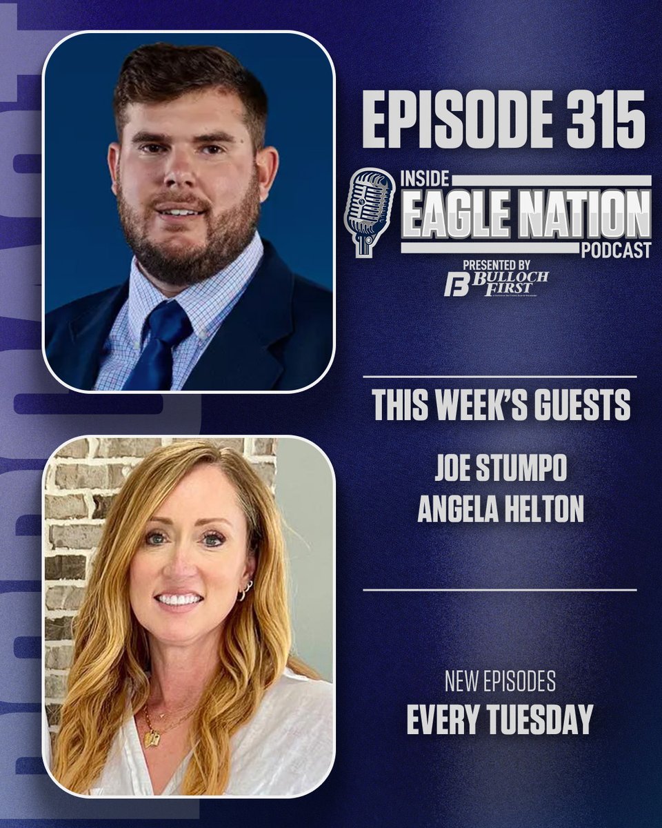 On this week's Inside Eagle Nation podcast, <a href="/GSAthletics_RF/">GS Rifle</a> &amp; <a href="/GSAthletics_MT/">GS Men's Tennis</a> get rolling #OneMoreTime, while we also celebrate <a href="/GASouthern_Turf/">Joe Stumpo</a>'s recent honor &amp; visit w/the First Lady of <a href="/GSAthletics_FB/">Georgia Southern Football</a> - <a href="/helton_angela/">Angela Helton</a>!

Available Tuesday morning

#GATA <a href="/Learfield/">LEARFIELD</a> <a href="/BullochFirst/">Bulloch First</a>