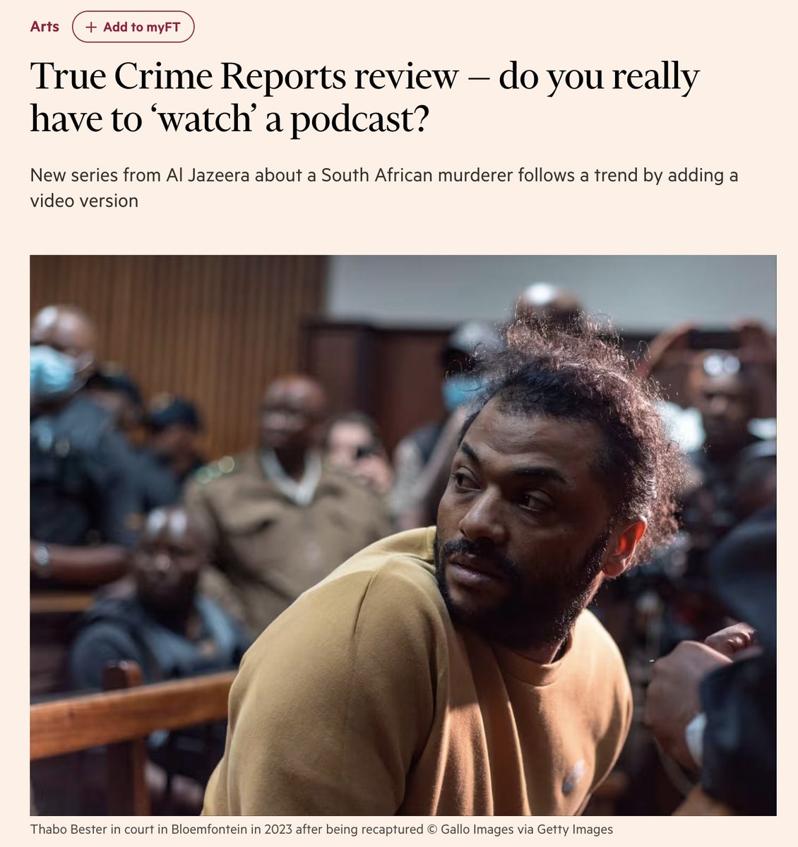 It is always a pinch me moment to have <a href="/messageheard/">Message Heard</a> work reviewed in the <a href="/FinancialTimes/">Financial Times</a> (Thank you <a href="/FionaSturges/">Fiona Sturges</a>)

#TrueCrimeReports for <a href="/AJEPodcasts/">Al Jazeera English Podcasts</a> has had well over 500k views on YouTube since it launched just a week ago and proves the demand is there for audio and visual