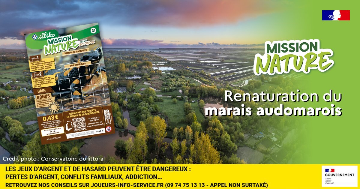 Office français de la biodiversité (@ofbiodiversite) on Twitter photo 🍀 Dans le cadre du jeu de grattage #MissionNature, 19 projets de restauration de la biodiversité sont mis en œuvre
🐸 Retour sur le projet de renaturation du marais audomarois piloté par le <a href="/littoral_cdl/">Conservatoire du littoral</a>
👉 ofb.gouv.fr/renaturation-d…
@FDJ 🍀 Dans le cadre du jeu de grattage #MissionNature, 19 projets de restauration de la biodiversité sont mis en œuvre
🐸 Retour sur le projet de renaturation du marais audomarois piloté par le <a href="/littoral_cdl/">Conservatoire du littoral</a>
👉 ofb.gouv.fr/renaturation-d…
@FDJ