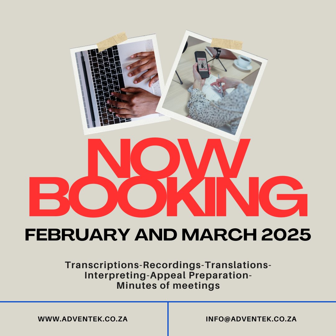#nowbooking #translations #adventekservices #recordings #audiorecordings #transcriptions #interpreting #appealpreparation #minutesofmeetings #languageservices #afrikaans #english #salanguages