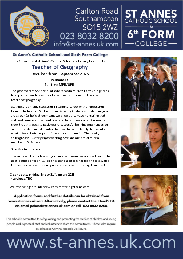 St Anne's Catholic School and Sixth Form College tweet media
