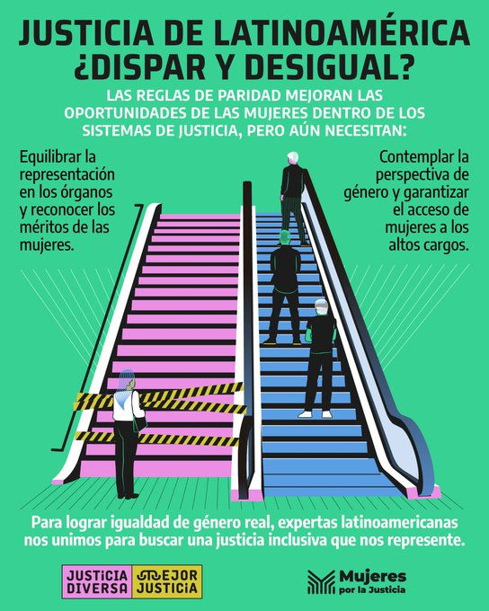 En Latinoamérica, los mecanismos para
promover la presencia de mujeres en los
puestos de decisión son esenciales,
pero necesitamos que los actores políticos no los
usen en contra de la igualdad de género
en toda su diversidad.
Justicia diversa e inclusiva es
#MejorJusticia.