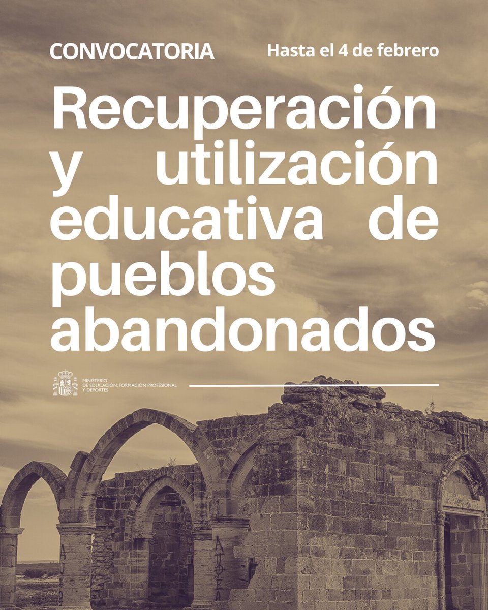 🟢🏞️¡Vuelve el Programa Recuperación y utilización educativa de pueblos abandonados!

🌲Para acercar la vida rural a los jóvenes a través de la recuperación cultural y del entorno.

Consulta todas las condiciones e inscríbete aquí👇
educacionfpydeportes.gob.es/servicios-al-c…