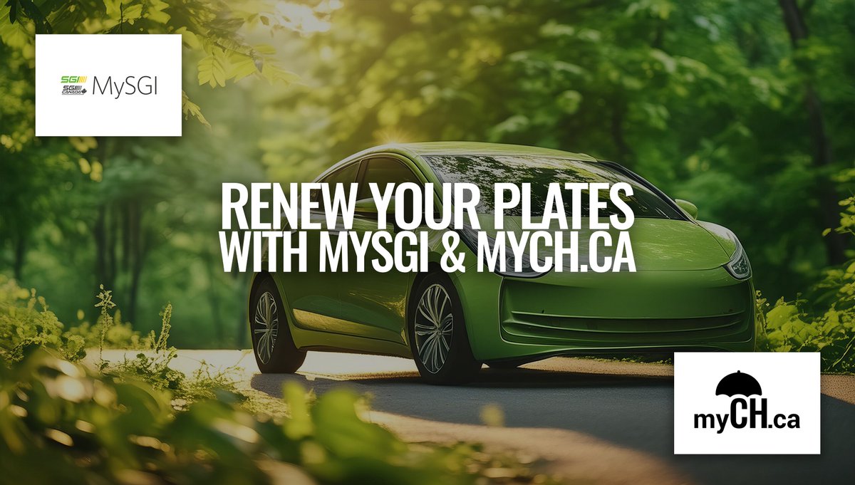 CHGroupRegina's tweet photo. Need to renew your plates or your Saskatchewan license registration? You can do so by visting our MYSGI portal here: https://t.co/P6yOps6bCg

#CHGroup #Regina #YQR #Insurance #Rentals #Construction https://t.co/LFLNG1H0Jz