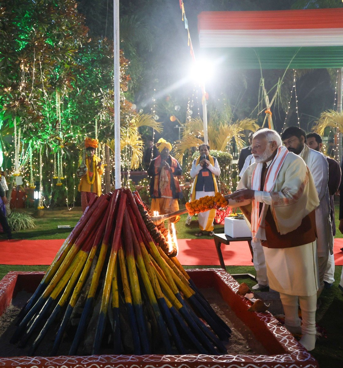 narendramodi's tweet photo. Here are some more pictures from the Sankranti programme. Also lit the Bhogi fire. https://t.co/lmD2m7vqE9
