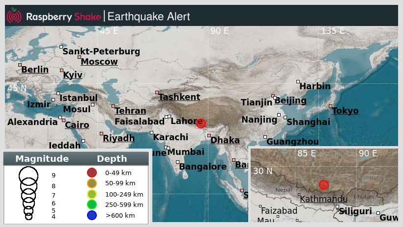 raspishakEQ's tweet photo. Preliminary M5.0 #Earthquake
ID: #rs2025axamrh
92km from #Kagar, #Xizang
2025-01-13 12:57 UTC
Source: #GFZ
@raspishake
Join the largest #CitizenScience EQ community ➡ https://t.co/Y5O0dgJqJF
EVENT ➡ https://t.co/SbygpZQQ1X https://t.co/FzZ8ELPMQI