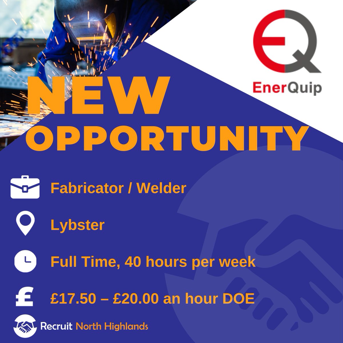 🔧 Fabricator/Welder
📍 Lybster, Caithness
🕑 Full-Time | Permanent | 40 hrs/week

Join EnerQuip, a global leader in torque solutions! 🌟

✅ Fabricate &amp; weld to spec
✅ Interpret engineering drawings
✅ Maintain tools &amp; workshop standards

Apply now: 🔗 ow.ly/UMUC50UFewh