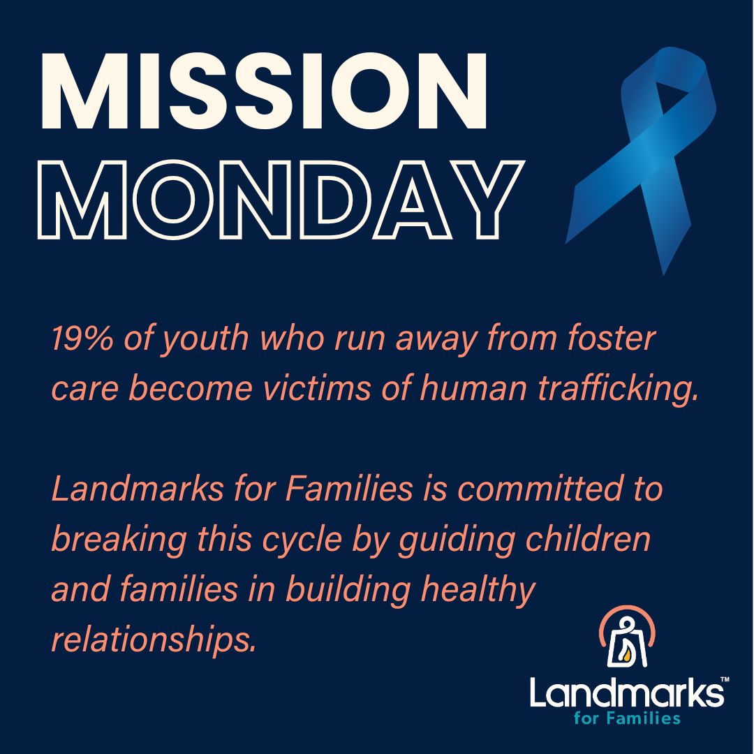Did you know that 19% of youth who run away from foster care become victims of human trafficking? At Landmarks for Families, we are committed to breaking this cycle by guiding children and families in building healthy relationships that foster safety and stability.