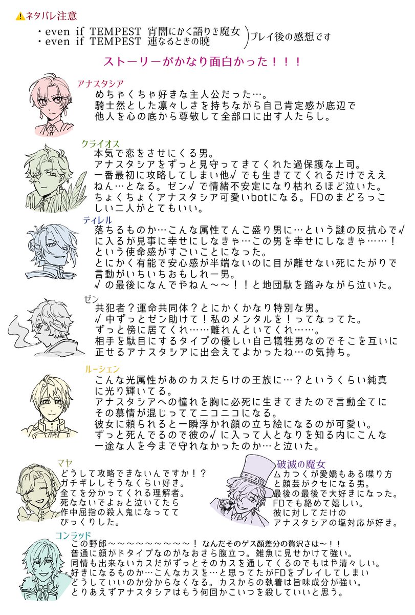 テンペスト魔女FAと軽い感想
※ネタバレ注意 